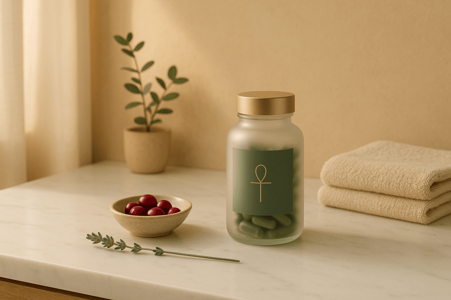 Soft botanical scene representing probiotics for vaginal health