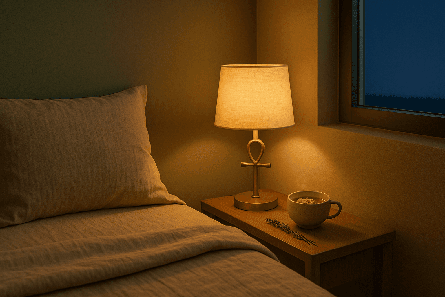 Serene nighttime scene representing healthy sleep hygiene practices